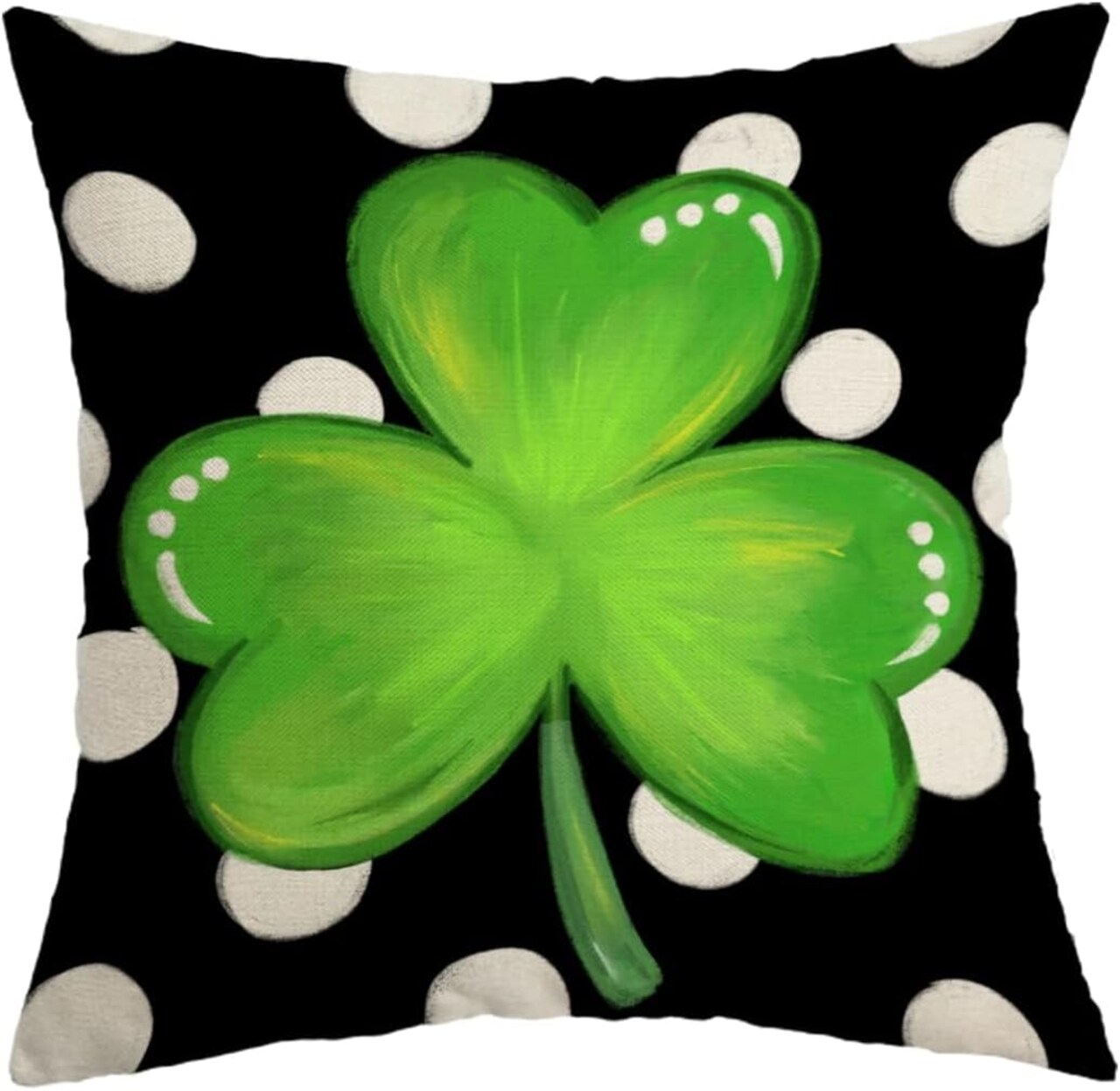 St Patricks Day Throw Pillow Cover 18X18 Inch Polka Dots Shamrock Decor Holiday Farmhouse Spring Cushion Case